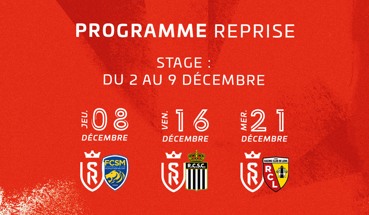 Programme reprise Stade de Reims décembre