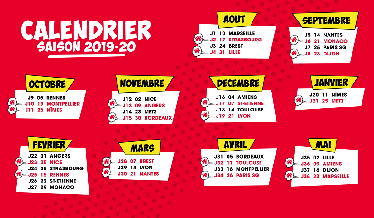 Calendrier 2019-20